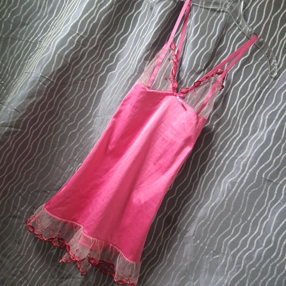 Roma Confidential Pink Lace Babydoll  Lingerie Womens Size Small Nightgown